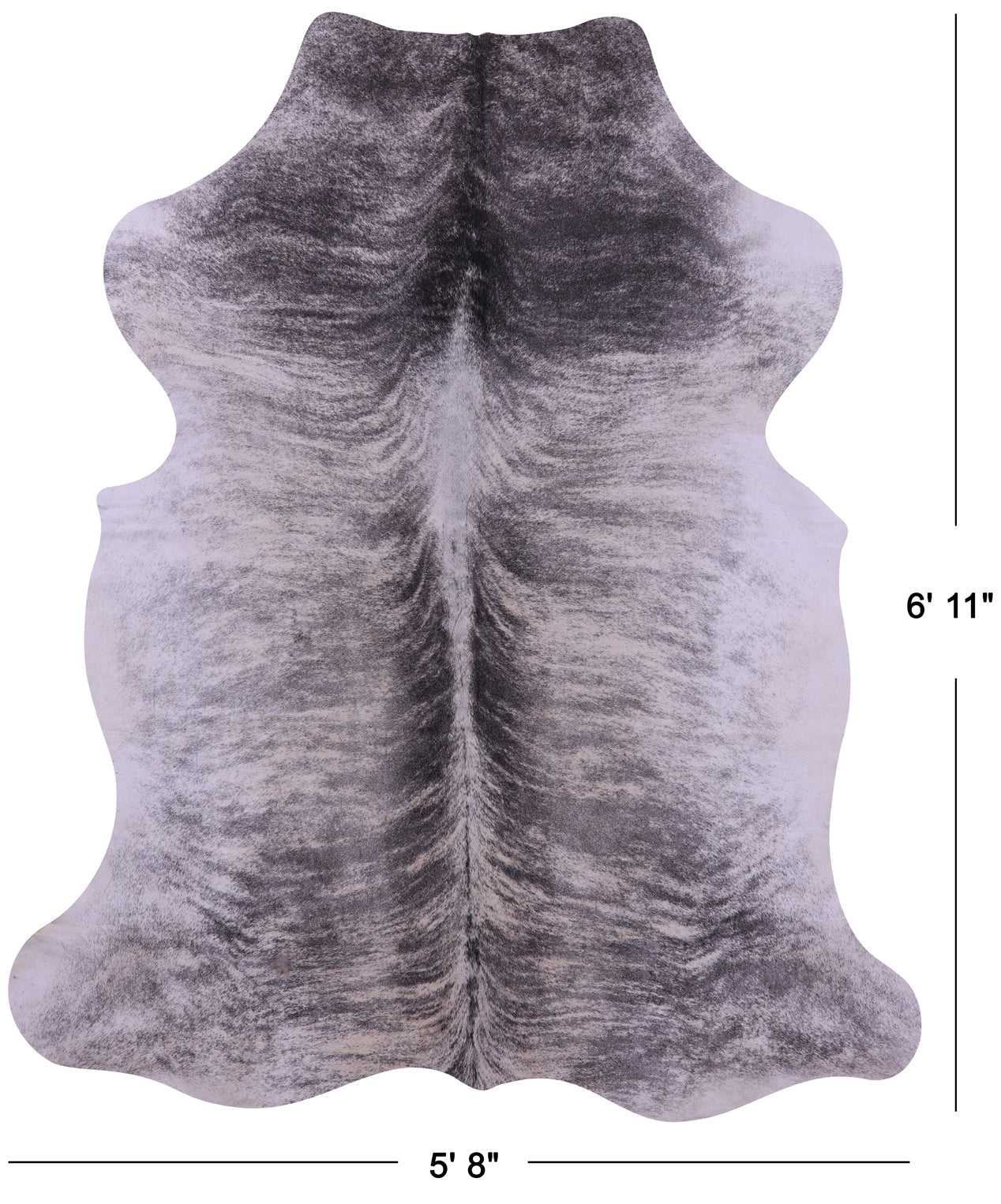Grey Brindle Natural Cowhide Rug - Large 6'11"H x 5'8"W