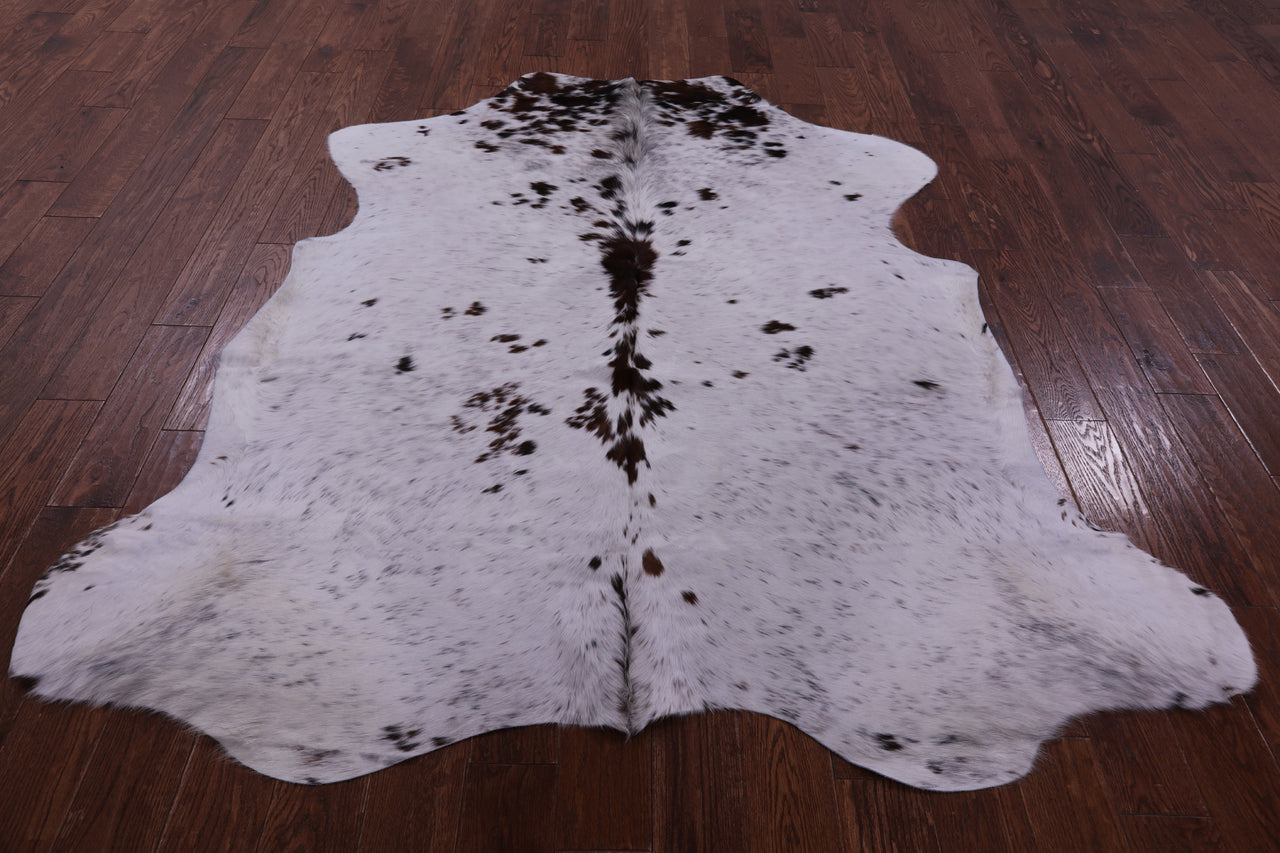 Brown & White Salt & Pepper Natural Cowhide Rug - Large 6'11"H x 6'3"W