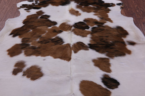 Brown & White Natural Cowhide Rug - Large 6'8
