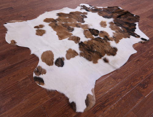 Brown & White Natural Cowhide Rug - Large 6'8