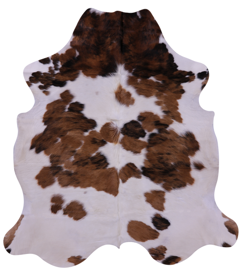 Brown & White Natural Cowhide Rug - Large 6'8