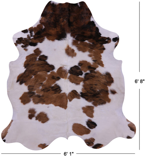 Brown & White Natural Cowhide Rug - Large 6'8