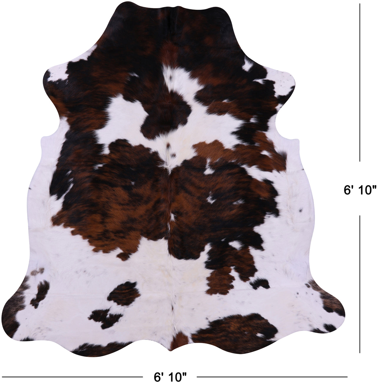 Tricolor Natural Cowhide Rug - Large 6'10"H x 6'10"W