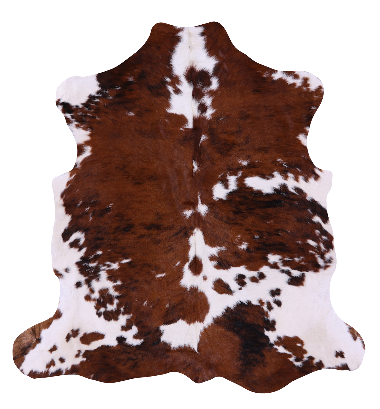 Brown & White Natural Cowhide Rug - Large 6'5"H x 6'1"W