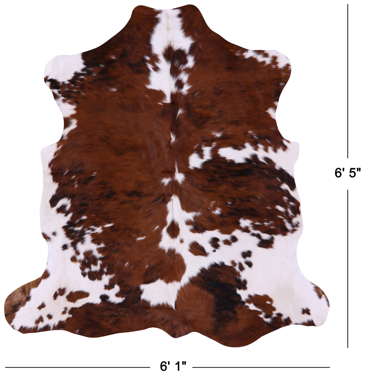 Brown & White Natural Cowhide Rug - Large 6'5"H x 6'1"W