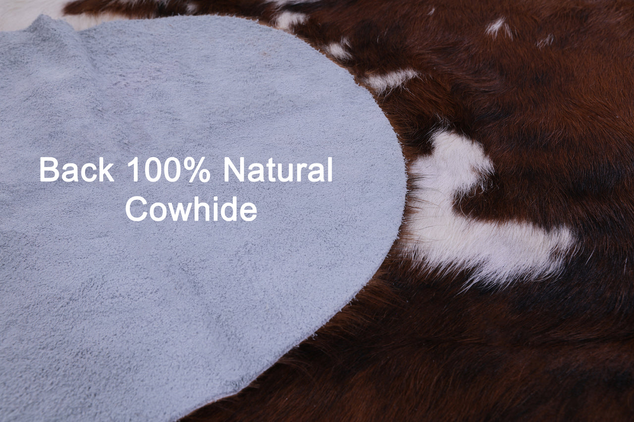 Brown & White Natural Cowhide Rug - Large 6'5"H x 6'1"W