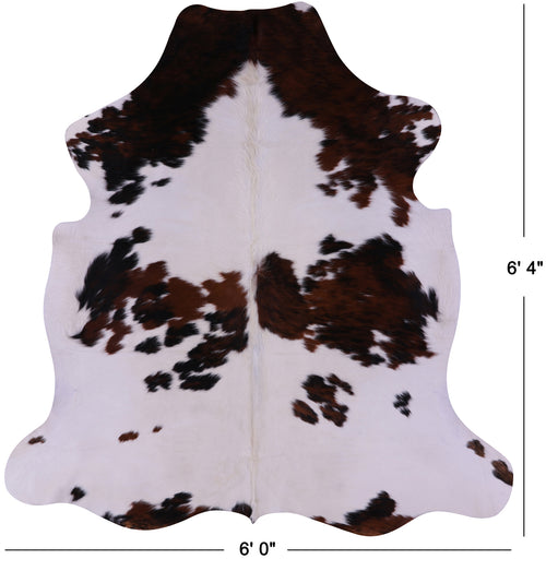 Brown & White Natural Cowhide Rug - Large 6'4
