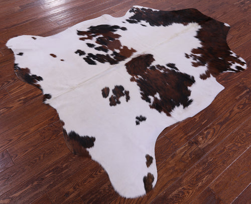 Brown & White Natural Cowhide Rug - Large 6'4