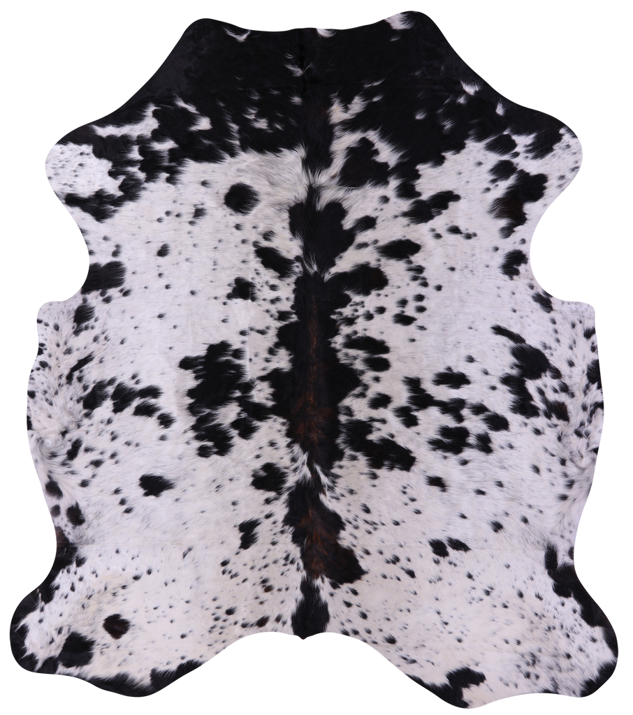 Black Salt & Pepper Natural Cowhide Rug - X-Large 7'7"H x 6'7"W
