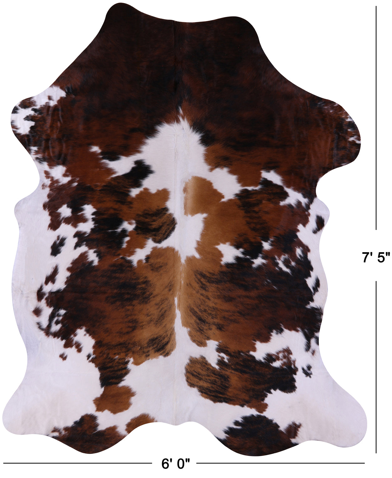 Tricolor Natural Cowhide Rug - X-Large 7'5"H x 6'0"W