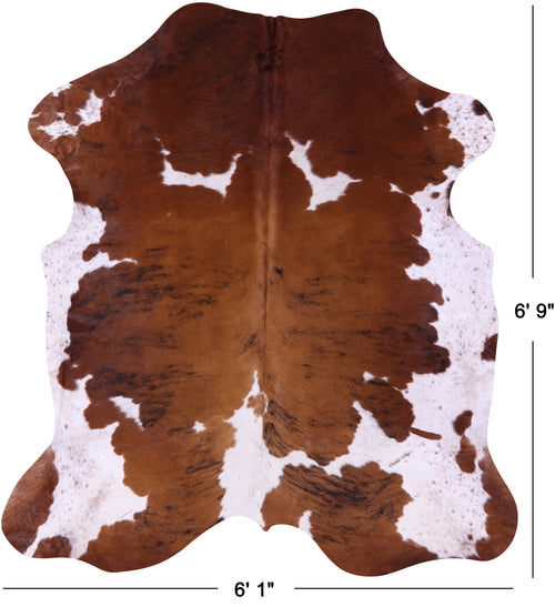 Brown & White Natural Cowhide Rug - Large 6'9