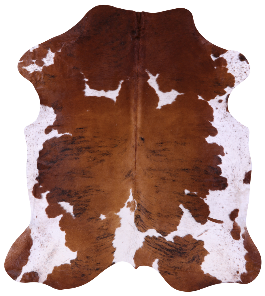 Brown & White Natural Cowhide Rug - Large 6'9"H x 6'1"W