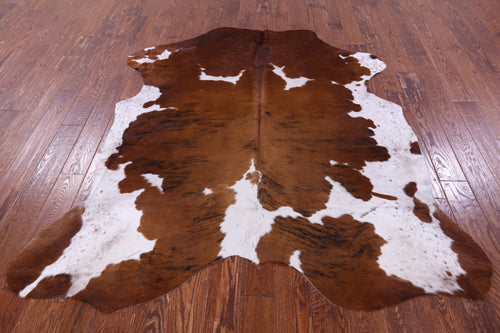 Brown & White Natural Cowhide Rug - Large 6'9