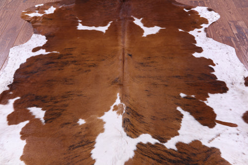 Brown & White Natural Cowhide Rug - Large 6'9