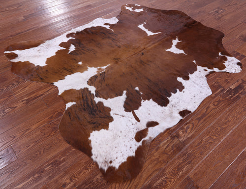 Brown & White Natural Cowhide Rug - Large 6'9