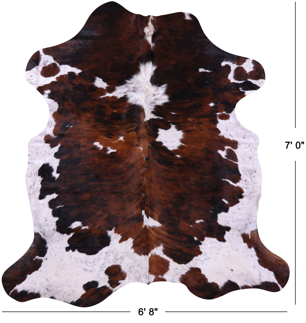 Tricolor Natural Cowhide Rug - X-Large 7'0"H x 6'8"W