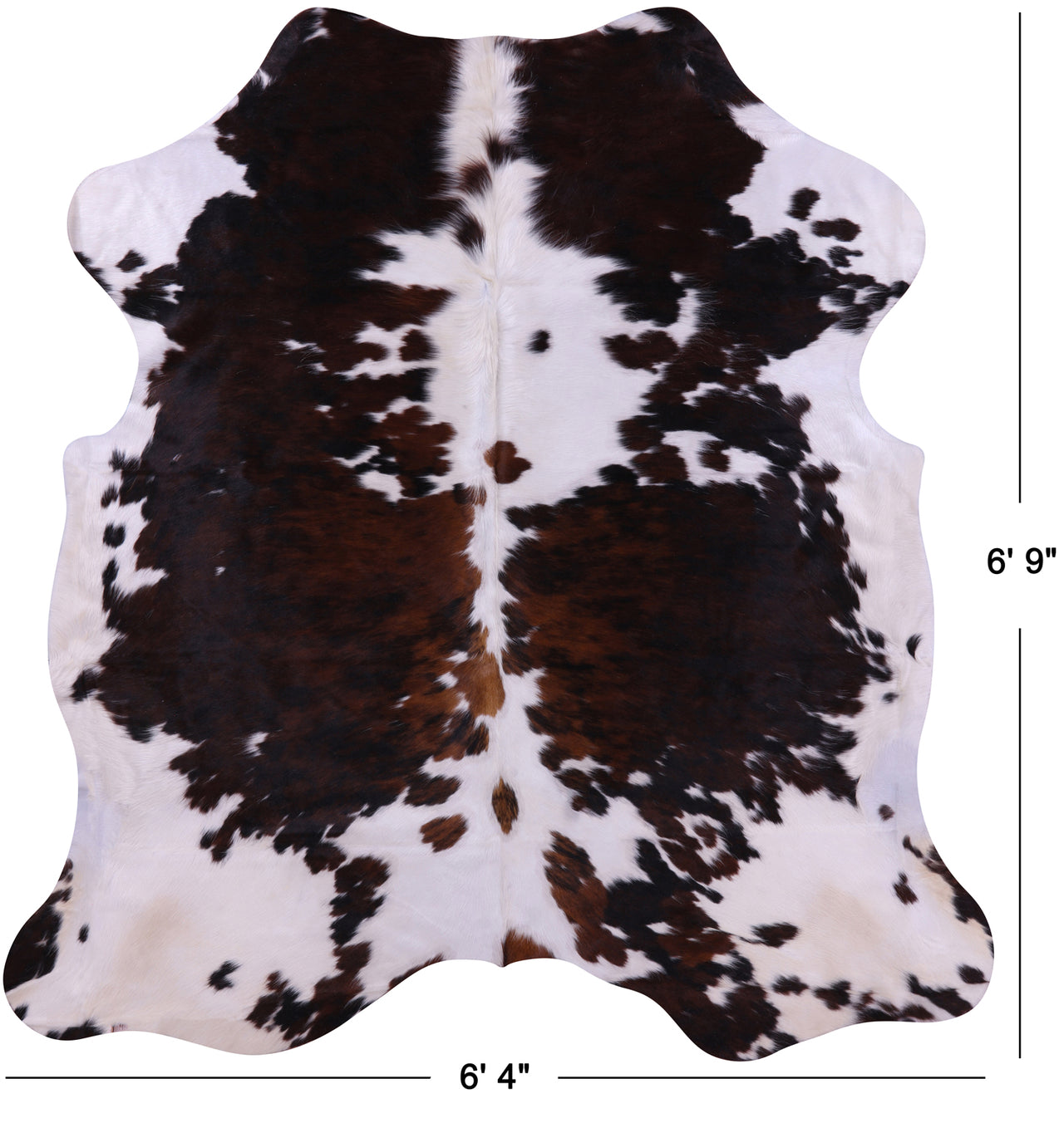 Tricolor Natural Cowhide Rug - Large 6'9"H x 6'4"W