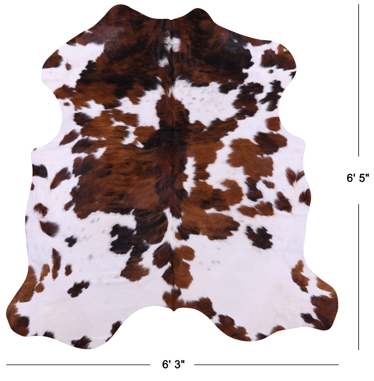 Tricolor Natural Cowhide Rug - Large 6'5"H x 6'3"W