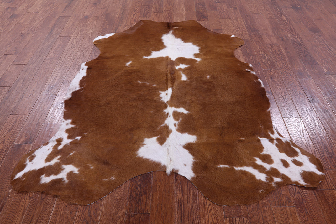 Brown & White Natural Cowhide Rug - Large 6' 10"H x 5' 11"W