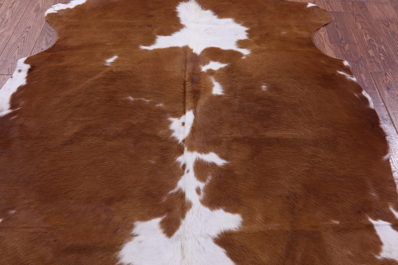 Brown & White Natural Cowhide Rug - Large 6' 10"H x 5' 11"W