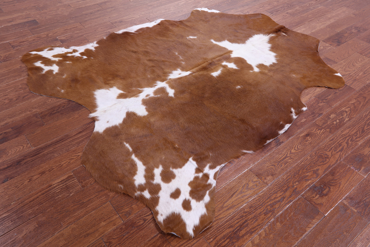 Brown & White Natural Cowhide Rug - Large 6' 10"H x 5' 11"W