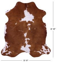 Thumbnail for Brown & White Natural Cowhide Rug - Large 6' 10