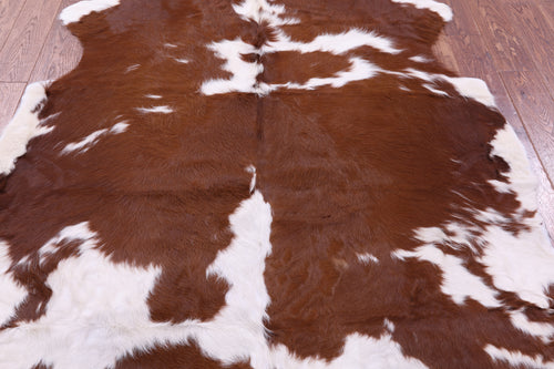 Brown & White Natural Cowhide Rug - Large 6' 5