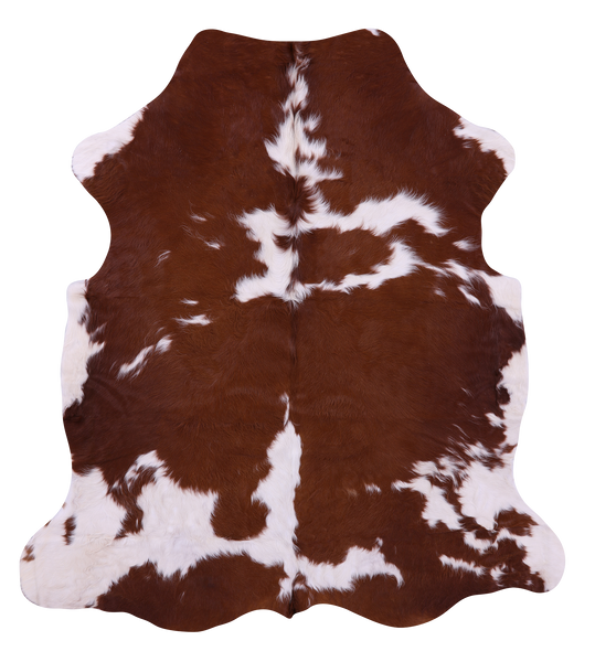 Brown & White Natural Cowhide Rug - Large 6' 5"H x 5' 10"W