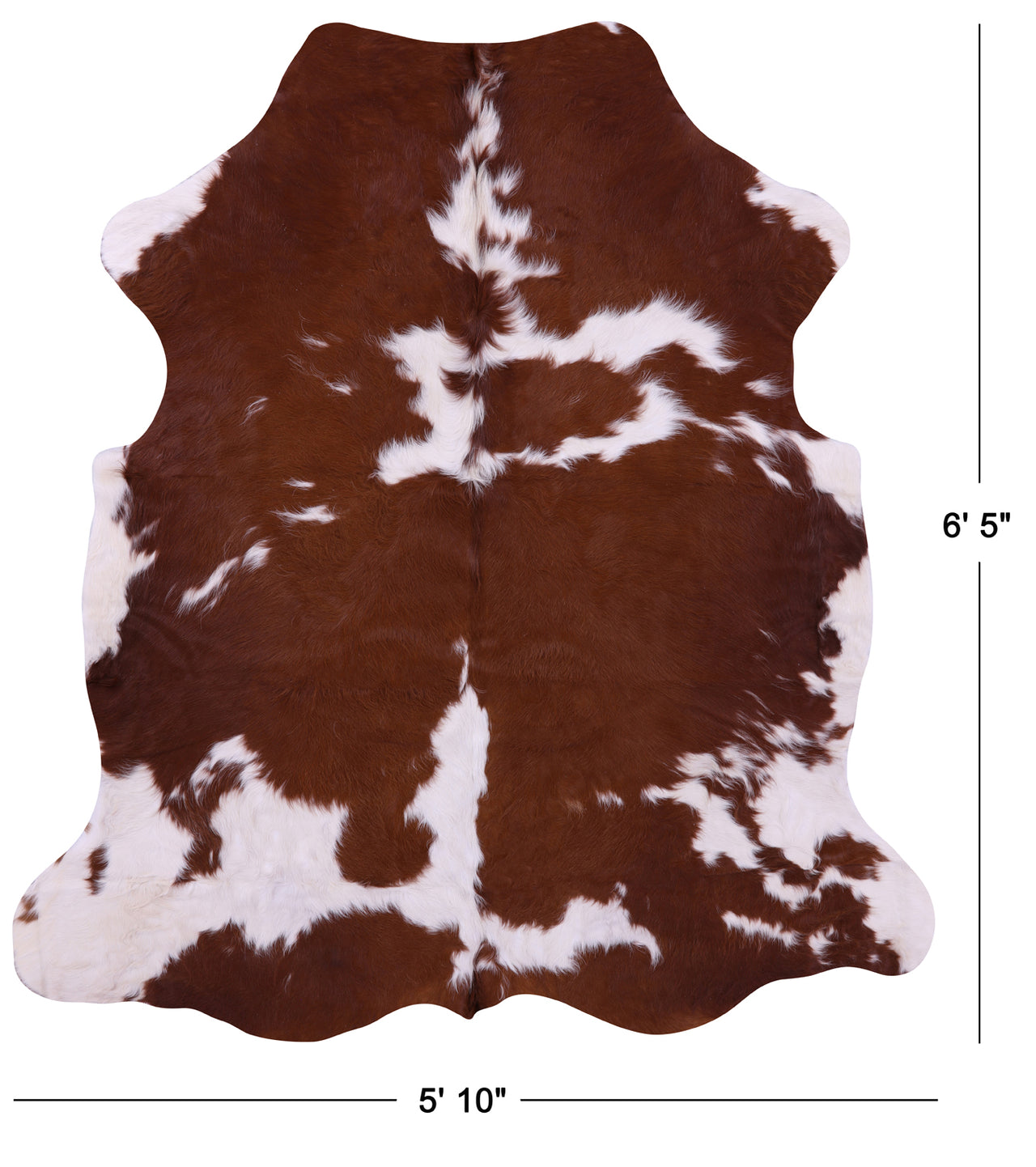 Brown & White Natural Cowhide Rug - Large 6' 5"H x 5' 10"W