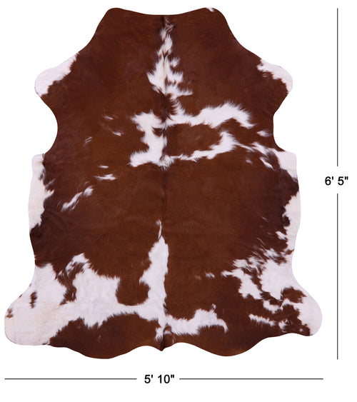 Brown & White Natural Cowhide Rug - Large 6' 5