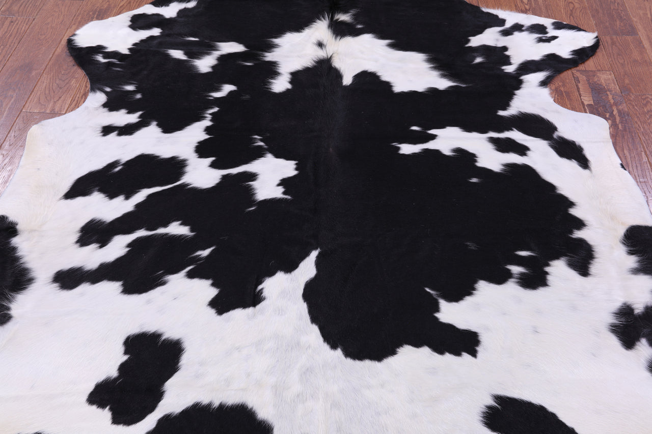 Black & White Natural Cowhide Rug - X-Large 7'2"H x 6'7"W