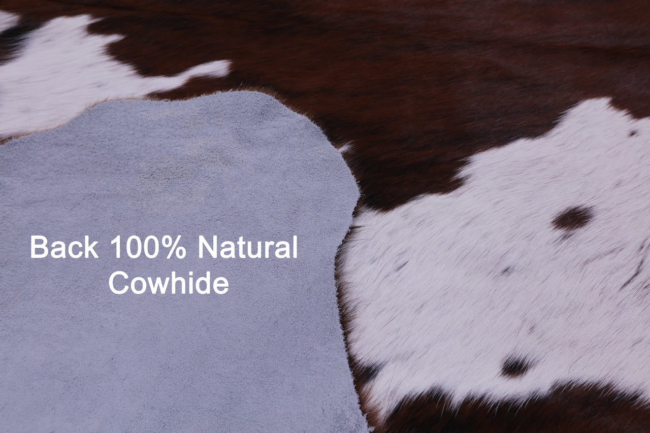 Brown & White Natural Cowhide Rug - Large 6' 5"H x 5' 10"W