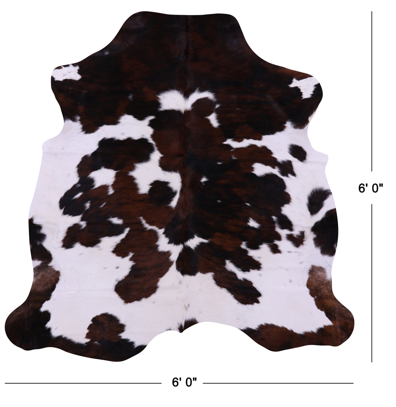 Tricolor Natural Cowhide Rug - Medium 6' 0"H x 6' 0"W