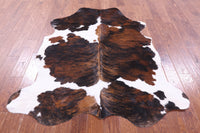 Thumbnail for Brindle Tricolor Natural Cowhide Rug - Large 6'4