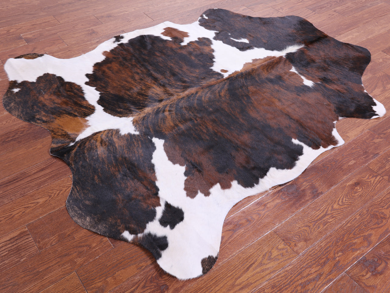 Brindle Tricolor Natural Cowhide Rug - Large 6'4"H x 5'2"W