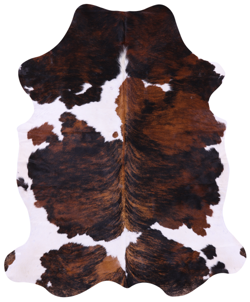 Brindle Tricolor Natural Cowhide Rug - Large 6'4"H x 5'2"W