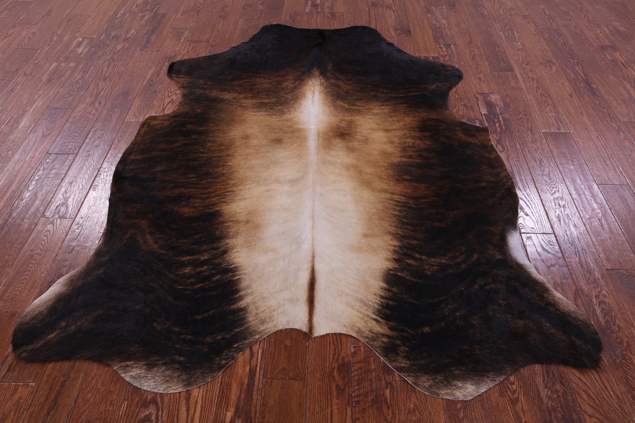 Brindle Natural Cowhide Rug - XLarge 7' 0"H x 5' 11"W