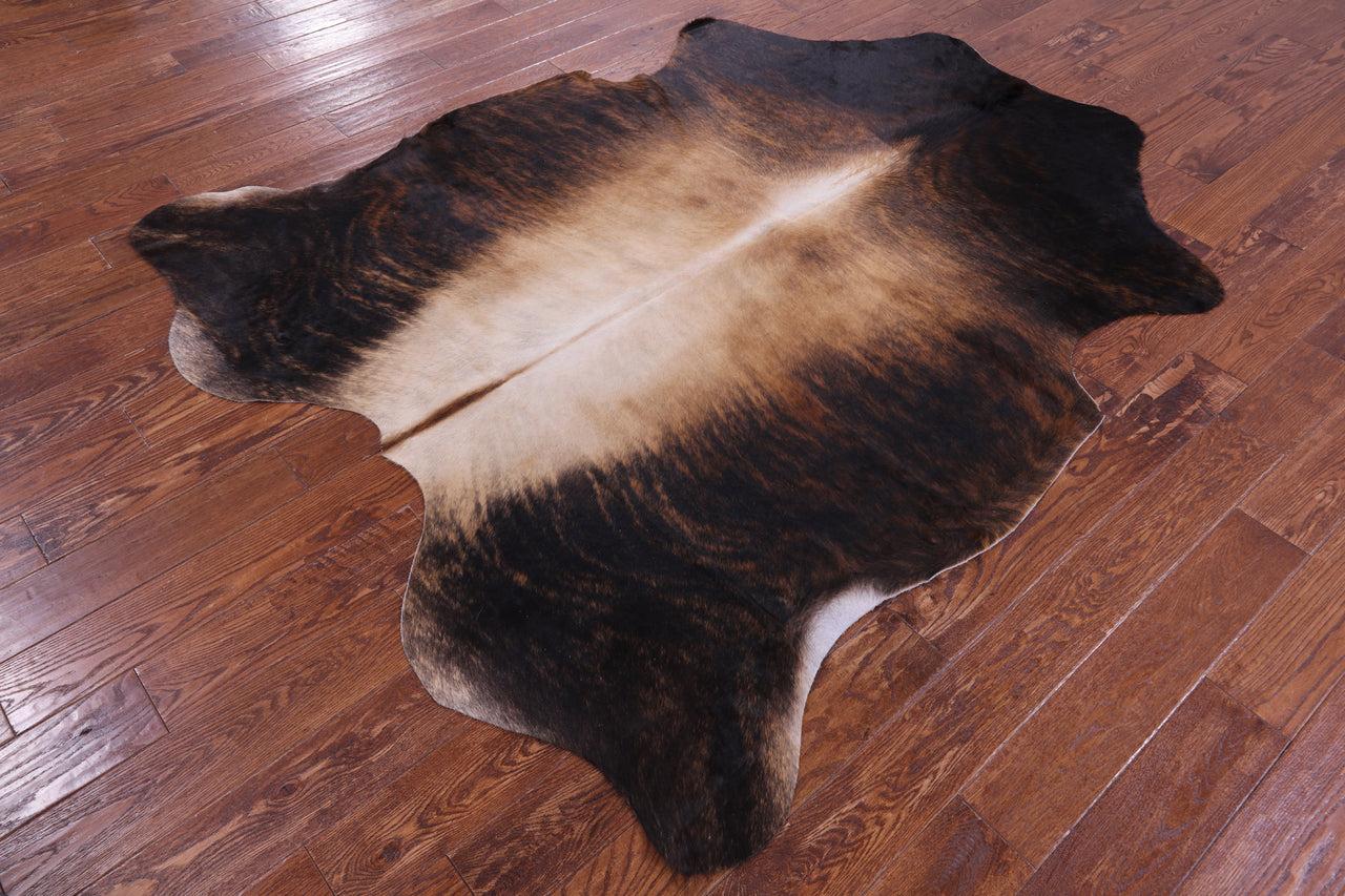 Brindle Natural Cowhide Rug - XLarge 7' 0"H x 5' 11"W