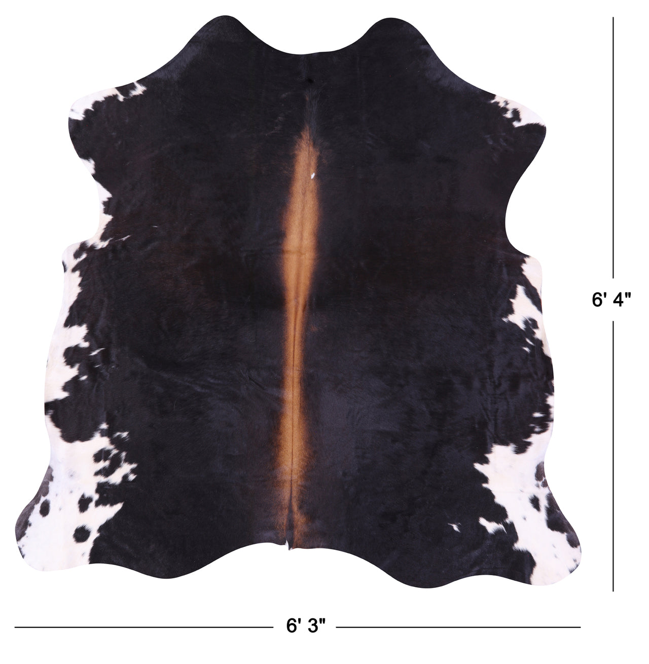 Brown Natural Cowhide Rug - Large 6' 4"H x 6' 3"W