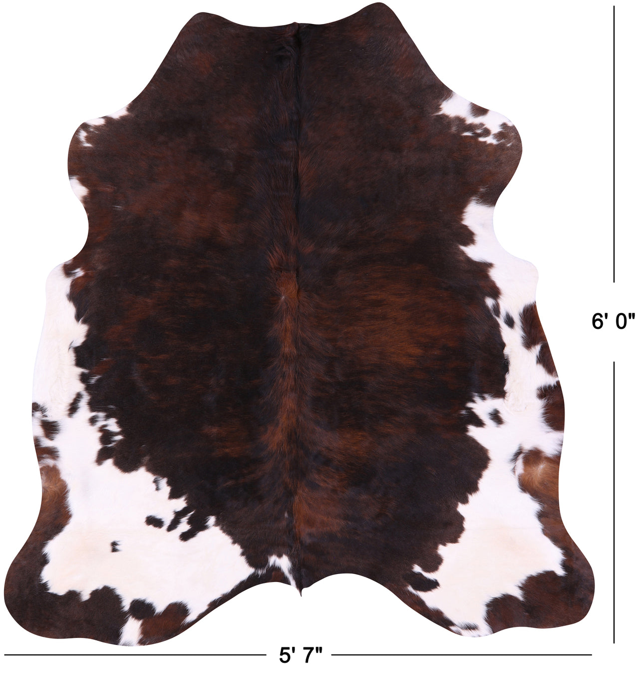 Brown & White Natural Cowhide Rug - Medium 6'0"H x 5'7"W