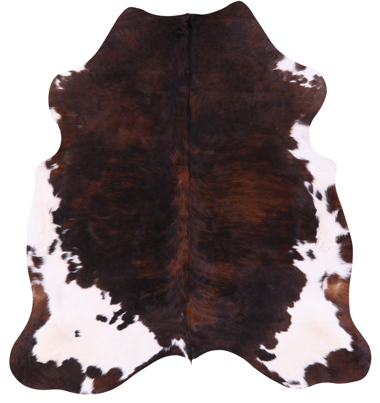 Brown & White Natural Cowhide Rug - Medium 6'0"H x 5'7"W