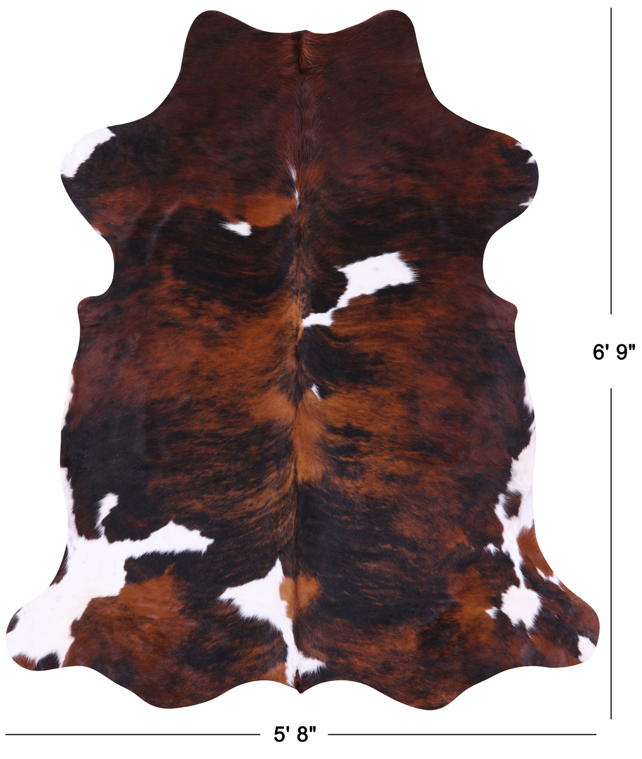 Tricolor Natural Cowhide Rug - Large 6'9"H x 5'8"W