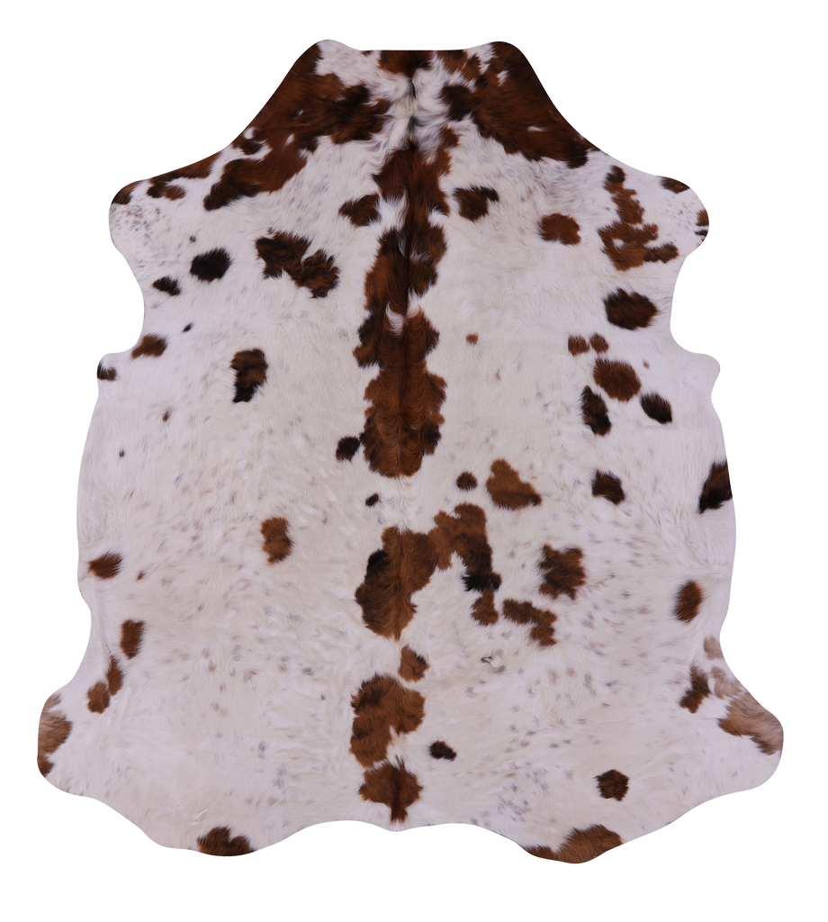 Brown & White Natural Cowhide Rug - X-Large 7' 0"H x 6' 3"W