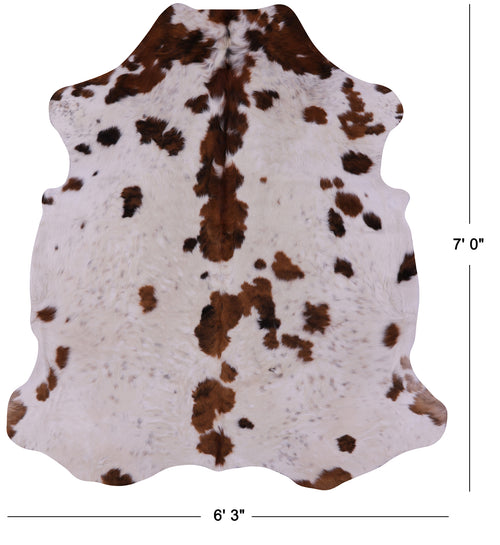 Brown & White Natural Cowhide Rug - X-Large 7' 0