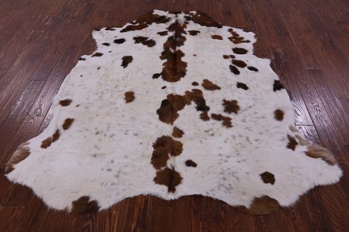 Brown & White Natural Cowhide Rug - X-Large 7' 0