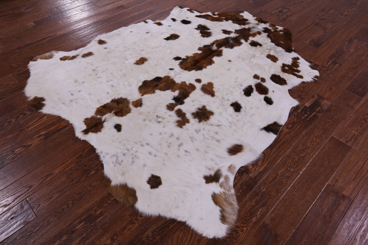 Brown & White Natural Cowhide Rug - XLarge 7' 0"H x 6' 3"W