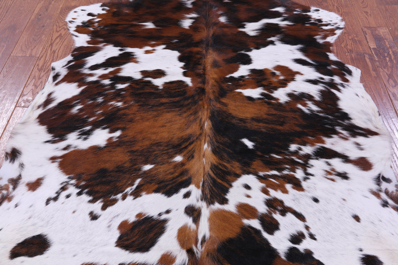 Tricolor Natural Cowhide Rug - Large 6'6"H x 5'11"W