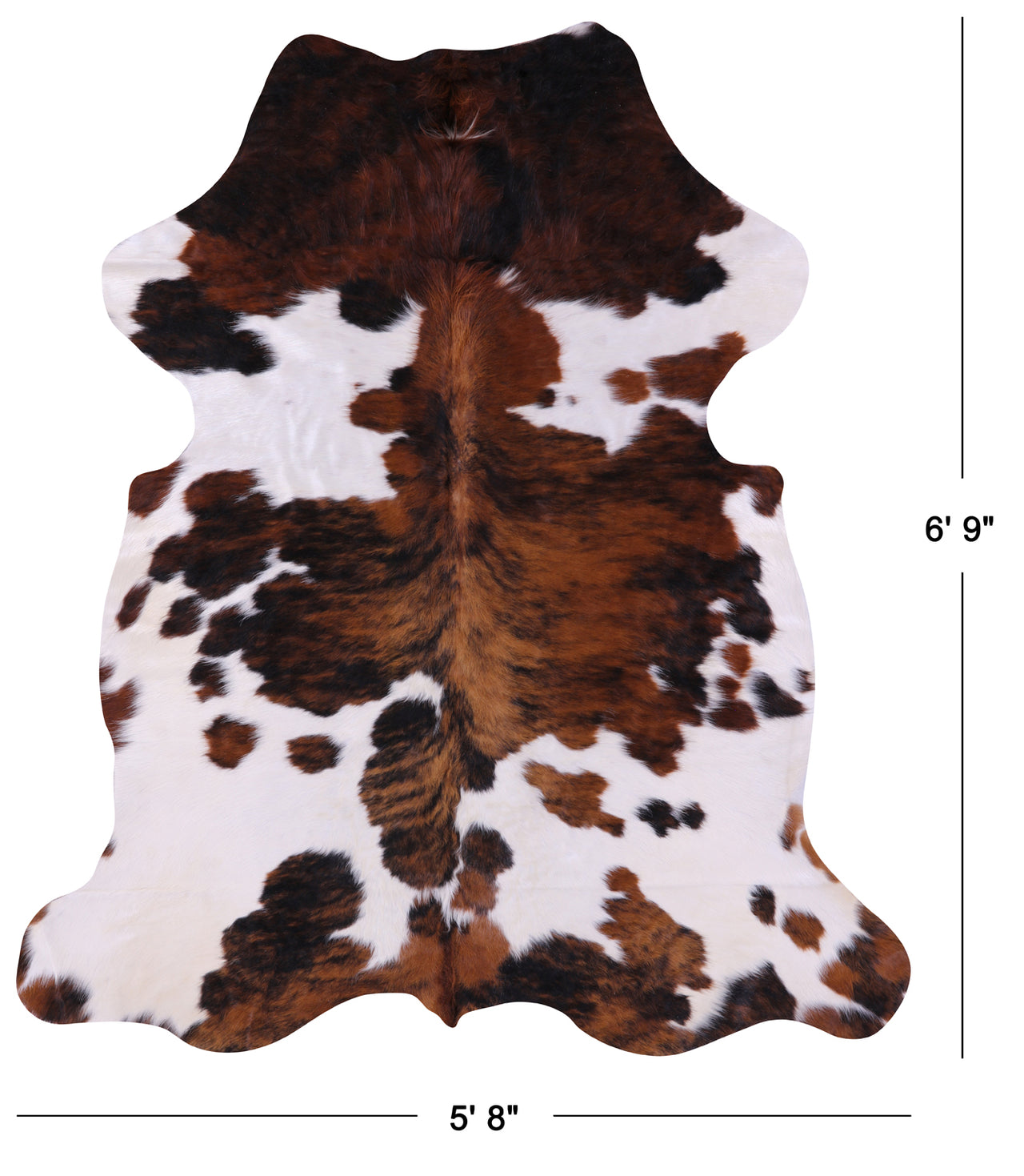 Tricolor Natural Cowhide Rug - Large 6'9"H x 5'8"W