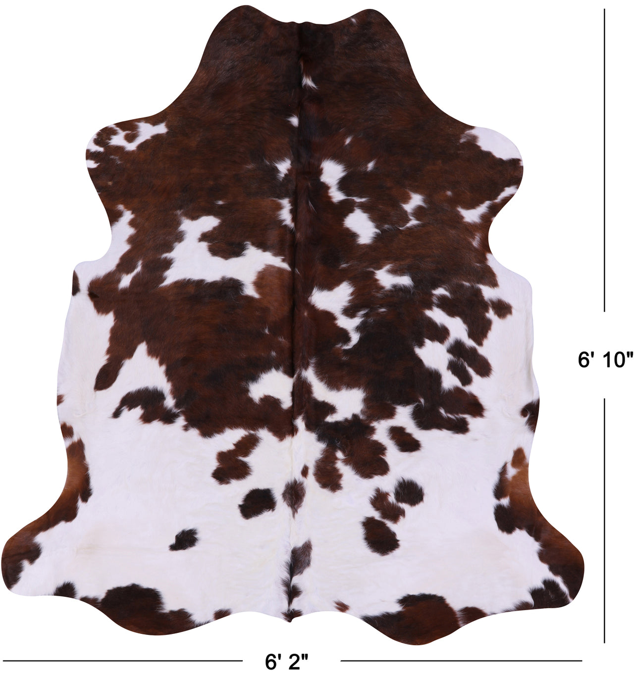 Brown & White Natural Cowhide Rug - Large 6'10"H x 6'2"W