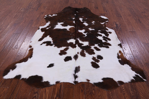 Brown & White Natural Cowhide Rug - Large 6'10